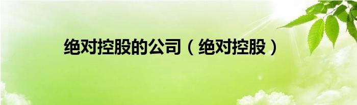 绝对控股的公司（绝对控股）