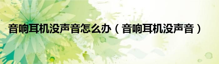 音响耳机没声音怎么办（音响耳机没声音）