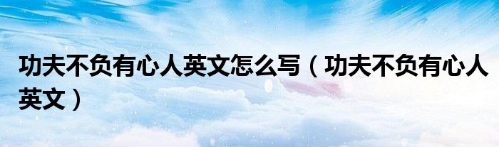 功夫不负有心人英文怎么写（功夫不负有心人英文）