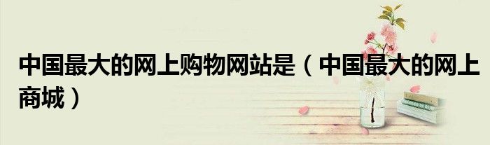 中国最大的网上购物网站是（中国最大的网上商城）