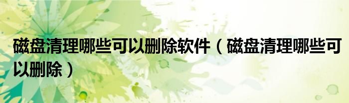磁盘清理哪些可以删除软件（磁盘清理哪些可以删除）