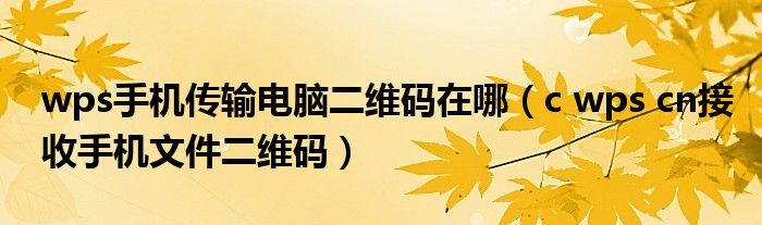 wps手机传输电脑二维码在哪（c wps cn接收手机文件二维码）