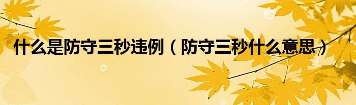 什么是防守三秒违例（防守三秒什么意思）