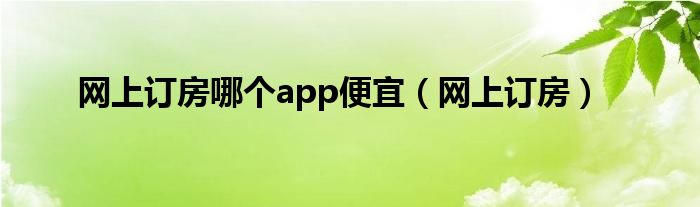 网上订房哪个app便宜（网上订房）