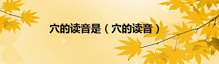 穴的读音是（穴的读音）