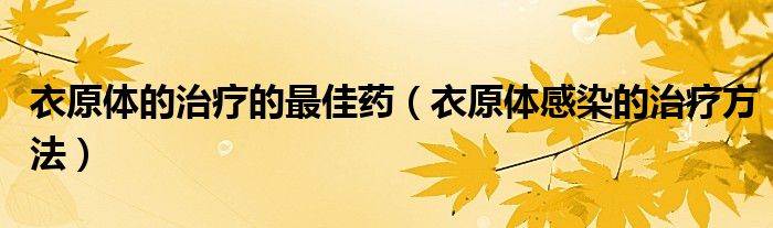 衣原体的治疗的最佳药（衣原体感染的治疗方法）