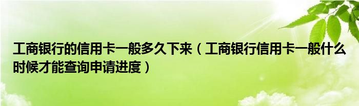工商银行的信用卡一般多久下来（工商银行信用卡一般什么时候才能查询申请进度）