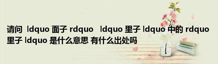 请问  ldquo 面子 rdquo   ldquo 里子 ldquo 中的 rdquo 里子 ldquo 是什么意思 有什么出处吗