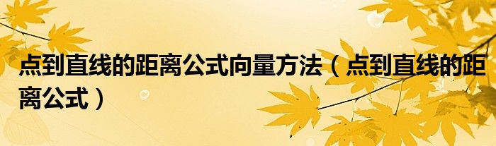 点到直线的距离公式向量方法（点到直线的距离公式）