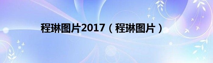 程琳图片2017（程琳图片）