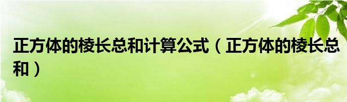 正方体的棱长总和计算公式（正方体的棱长总和）