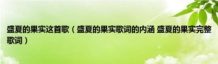 盛夏的果实这首歌（盛夏的果实歌词的内涵 盛夏的果实完整歌词）