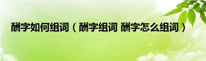 酬字如何组词（酬字组词 酬字怎么组词）