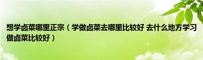 想学卤菜哪里正宗（学做卤菜去哪里比较好 去什么地方学习做卤菜比较好）