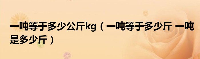 一吨等于多少公斤kg（一吨等于多少斤 一吨是多少斤）