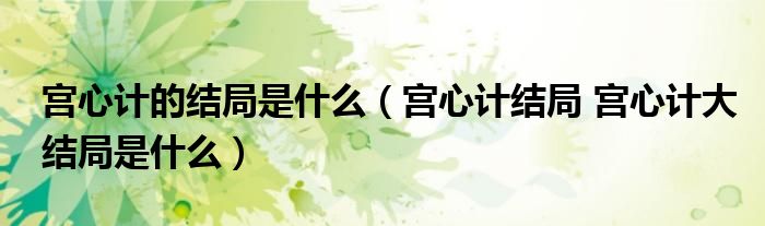 宫心计的结局是什么（宫心计结局 宫心计大结局是什么）