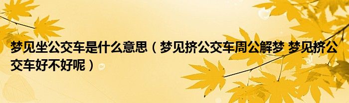 梦见坐公交车是什么意思（梦见挤公交车周公解梦 梦见挤公交车好不好呢）