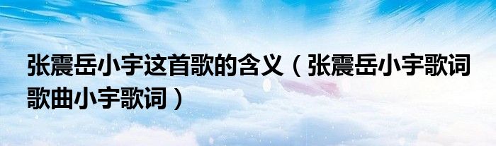 张震岳小宇这首歌的含义（张震岳小宇歌词 歌曲小宇歌词）