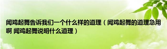 闻鸡起舞告诉我们一个什么样的道理（闻鸡起舞的道理急用啊 闻鸡起舞说明什么道理）