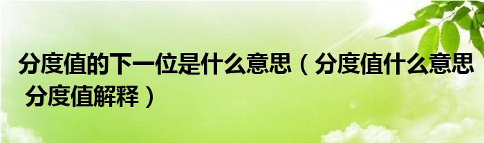 分度值的下一位是什么意思（分度值什么意思 分度值解释）