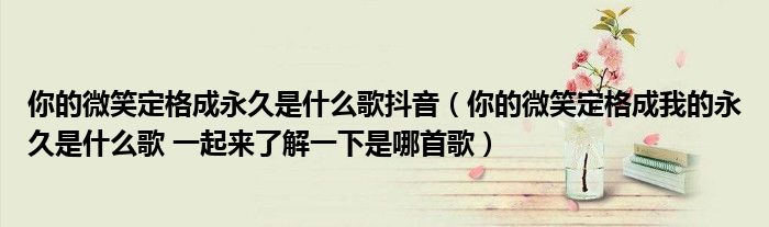 你的微笑定格成永久是什么歌抖音（你的微笑定格成我的永久是什么歌 一起来了解一下是哪首歌）
