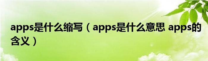 apps是什么缩写（apps是什么意思 apps的含义）