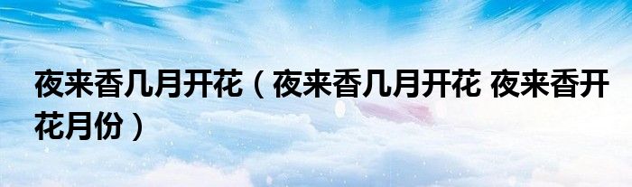 夜来香几月开花（夜来香几月开花 夜来香开花月份）