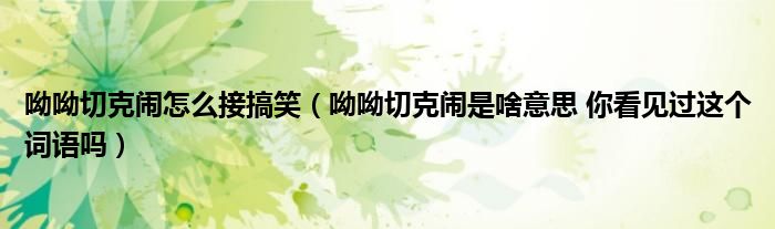 呦呦切克闹怎么接搞笑（呦呦切克闹是啥意思 你看见过这个词语吗）