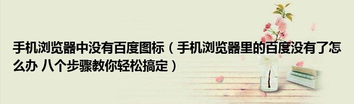 手机浏览器中没有百度图标（手机浏览器里的百度没有了怎么办 八个步骤教你轻松搞定）