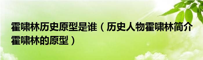 霍啸林历史原型是谁（历史人物霍啸林简介 霍啸林的原型）