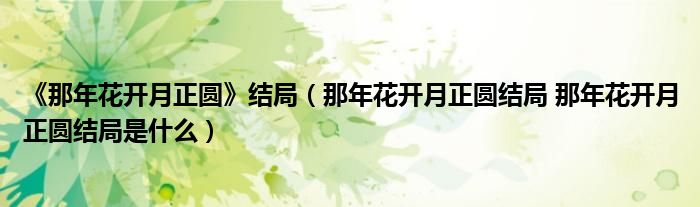《那年花开月正圆》结局（那年花开月正圆结局 那年花开月正圆结局是什么）