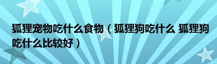 狐狸宠物吃什么食物（狐狸狗吃什么 狐狸狗吃什么比较好）