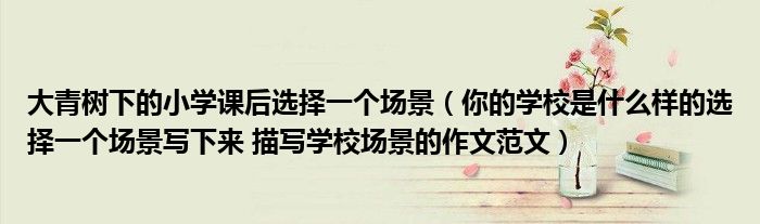 大青树下的小学课后选择一个场景（你的学校是什么样的选择一个场景写下来 描写学校场景的作文范文）