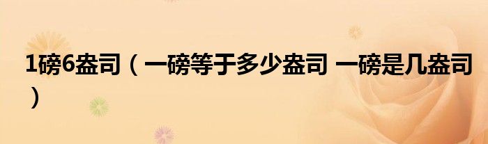 1磅6盎司（一磅等于多少盎司 一磅是几盎司）