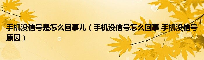 手机没信号是怎么回事儿（手机没信号怎么回事 手机没信号原因）