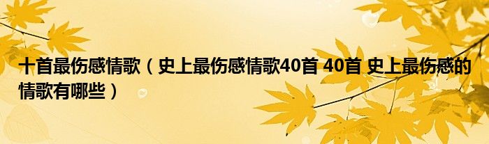 十首最伤感情歌（史上最伤感情歌40首 40首 史上最伤感的情歌有哪些）