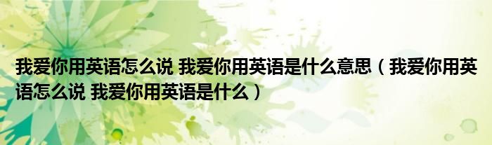 我爱你用英语怎么说 我爱你用英语是什么意思（我爱你用英语怎么说 我爱你用英语是什么）