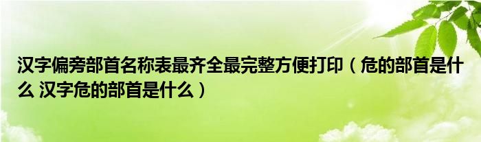汉字偏旁部首名称表最齐全最完整方便打印（危的部首是什么 汉字危的部首是什么）