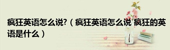 疯狂英语怎么说?（疯狂英语怎么说 疯狂的英语是什么）