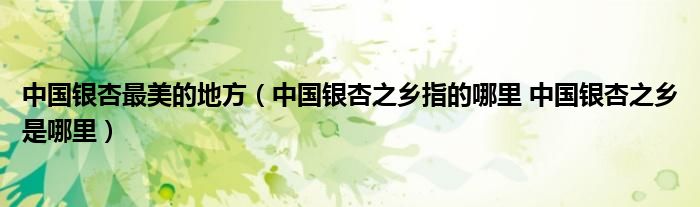 中国银杏最美的地方（中国银杏之乡指的哪里 中国银杏之乡是哪里）