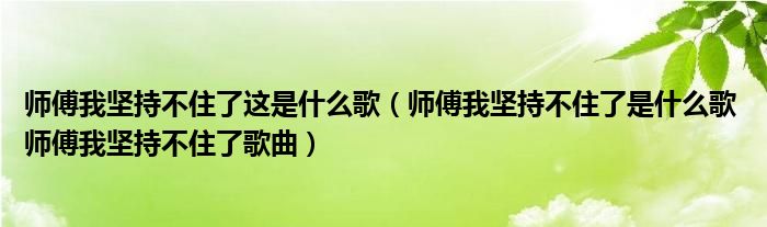 师傅我坚持不住了这是什么歌（师傅我坚持不住了是什么歌 师傅我坚持不住了歌曲）