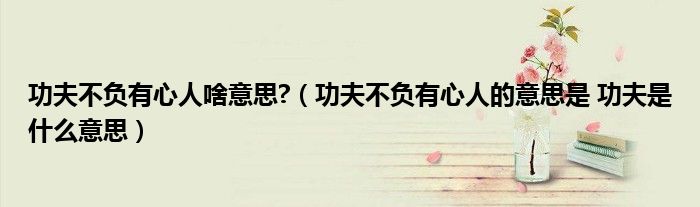 功夫不负有心人啥意思?（功夫不负有心人的意思是 功夫是什么意思）