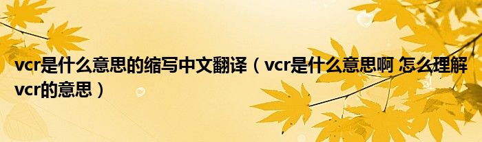 vcr是什么意思的缩写中文翻译（vcr是什么意思啊 怎么理解vcr的意思）