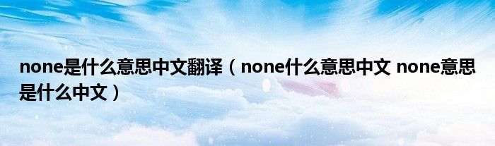 none是什么意思中文翻译（none什么意思中文 none意思是什么中文）