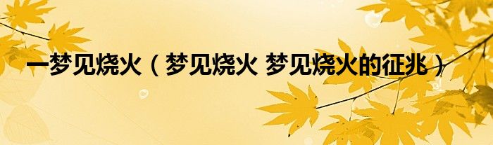 一梦见烧火（梦见烧火 梦见烧火的征兆）