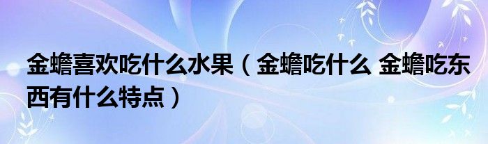 金蟾喜欢吃什么水果（金蟾吃什么 金蟾吃东西有什么特点）