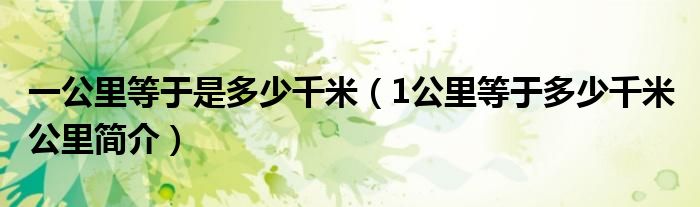 一公里等于是多少千米（1公里等于多少千米 公里简介）