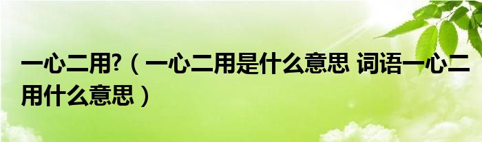 一心二用?（一心二用是什么意思 词语一心二用什么意思）