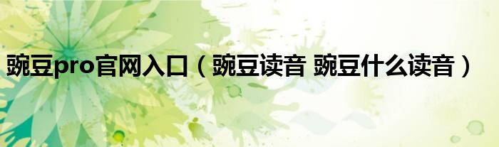 豌豆pro官网入口（豌豆读音 豌豆什么读音）