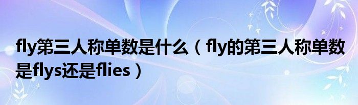 fly第三人称单数是什么（fly的第三人称单数 是flys还是flies）